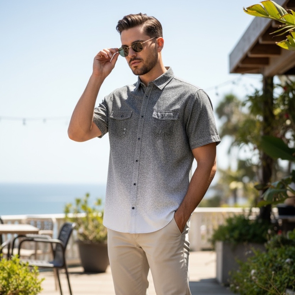 INC International Concepts Black and White Ombre Shirt gradient medium men’s NWT